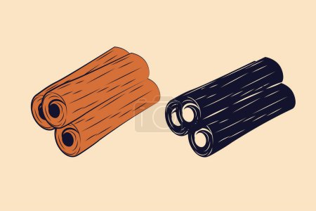 Téléchargez les illustrations : Bâtonnets de cannelle, illustration vectorielle colorée - en licence libre de droit