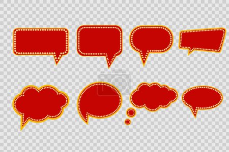 Illustration for Speech or conversation bubble icons with billboard concept in vector - Royalty Free Image