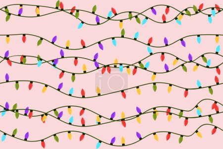 Illustration for Christmas lights pattern in vector seamless, seamless background for greeting cards, backdrops, wrapping paper, greetings, etc. - Royalty Free Image