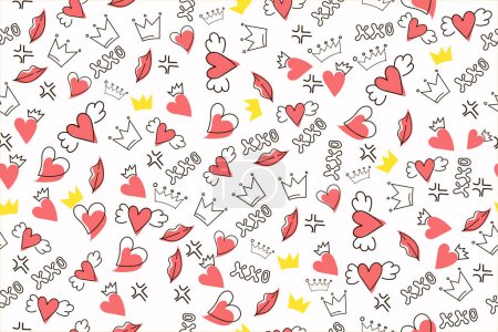 Illustration for Abstract love seamless pattern for background, wallpaper, fabric, wrapping, etc - Royalty Free Image