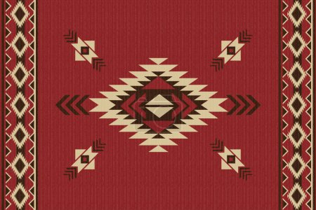 Ilustración de Patrón de alfombra tribal con textura de hilo grueso, ilustración vectorial - Imagen libre de derechos