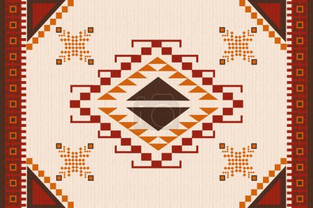 Illustration for Seamless ethnic pattern with yarn texture, vector illustration - Royalty Free Image