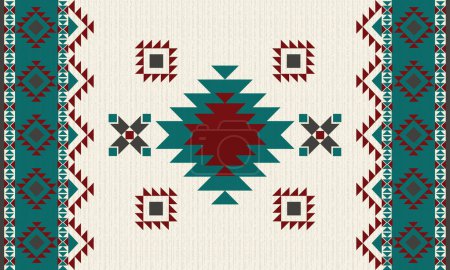 Ilustración de Patrón tribal abstracto con textura de hilo grueso, ilustración vectorial colorida - Imagen libre de derechos