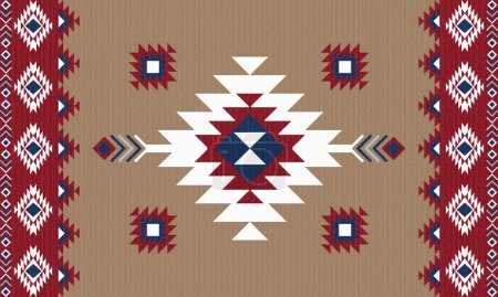 Ilustración de Patrón tribal abstracto con textura de hilo grueso, ilustración vectorial colorida - Imagen libre de derechos