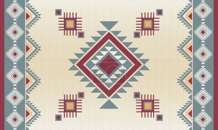 Illustration for Colorful tribal pattern with coarse yarn texture, vector illustration - Royalty Free Image