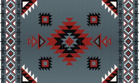 Téléchargez les illustrations : Modèle tribal coloré avec texture de fil grossier, illustration vectorielle - en licence libre de droit