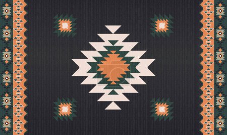 Illustration for Stylish tribal pattern with coarse yarn texture, vector illustration - Royalty Free Image