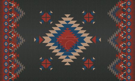 Ilustración de Patrón tribal sin costuras con textura de hilo grueso, ilustración de vector colorido - Imagen libre de derechos