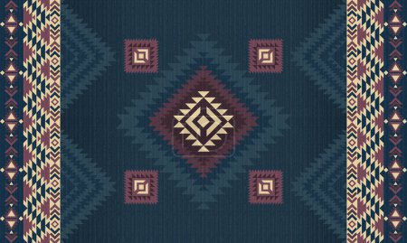 Illustration for Seamless tribal pattern with coarse yarn texture, colorful vector illustration - Royalty Free Image