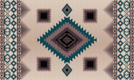 Ilustración de Patrón tribal sin costuras con textura de hilo grueso, ilustración de vector colorido - Imagen libre de derechos