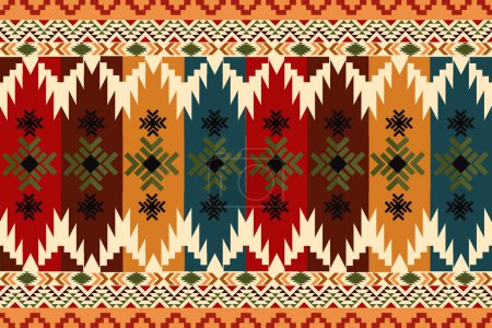 Ilustración de Patrón tribal geométrico con textura de hilo grueso, ilustración vectorial - Imagen libre de derechos