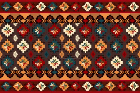 Ilustración de Patrón tribal geométrico con textura de hilo grueso, ilustración vectorial - Imagen libre de derechos