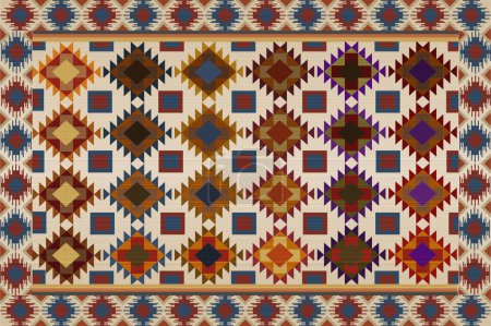 Ilustración de Patrón étnico con estilo. Diseño para tela, cortina, fondo, alfombra, papel pintado, ropa, envoltura, Batik. - Imagen libre de derechos