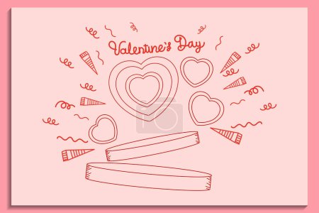 Illustration for Valentine day card with podium, vector illustration - Royalty Free Image