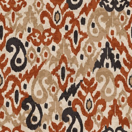 Illustration for Abstract ikat motif pattern, abstract background, carpet. - Royalty Free Image