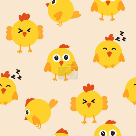 Illustration for Chick pattern in vector, for fabric, background, wallpaper, cover, wrapping, etc - Royalty Free Image