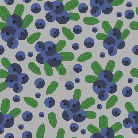 Illustration for Blueberries pattern, seamless background, colorful vector - Royalty Free Image