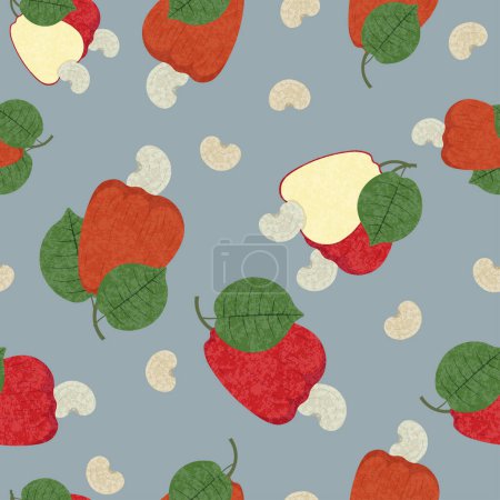 cashew fruits seamless pattern in vector