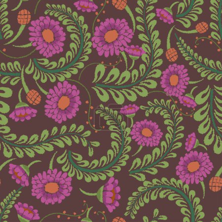Téléchargez les illustrations : Colorful flowers pattern for background, fabrics, wallpaper, wrapping and more - en licence libre de droit