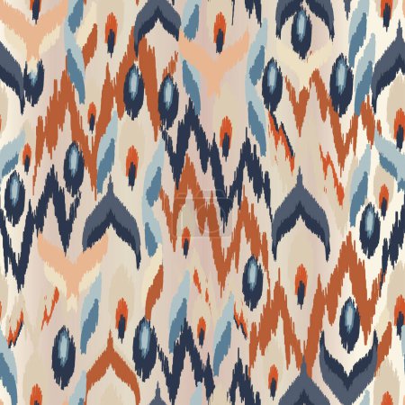 Illustration for Seamless motif fabric pattern, abstract ikat, carpet, fabric, batik - Royalty Free Image