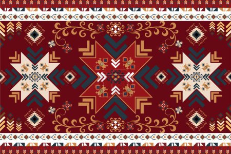 Illustration for Colorful backdrop design in arabian style for curtain, carpet, wallpaper, clothing, wrapping, Batik - Royalty Free Image