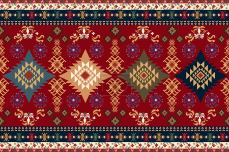 Illustration for Colorful backdrop design in arabian style for curtain, carpet, wallpaper, clothing, wrapping, Batik - Royalty Free Image