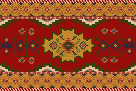 Ilustración de Diseño colorido de fondo en estilo árabe para cortina, alfombra, papel pintado, ropa, envoltura, Batik - Imagen libre de derechos