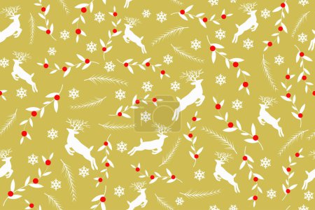 Ilustración de Patrón de Navidad sin costuras con ramas de abeto. bayas y nieve. en vector adecuado para el diseño de fondo, tarjetas de felicitación, saludos, papel pintado, impresión, papel de envolver, etc.. - Imagen libre de derechos