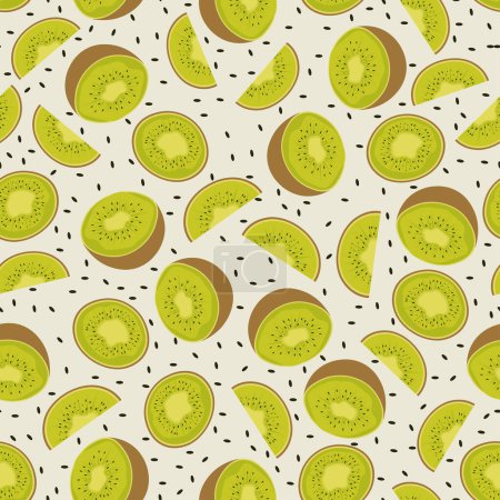 Kiwi fruits seamless pattern in vector