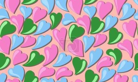 Illustration for Seamless pattern with hearts for background, wallpaper, fabric, wrapping, etc - Royalty Free Image