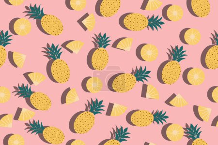 Illustration for Pineapple seamless pattern in vector, background, fabric, wrapper, wallpaper, etc - Royalty Free Image