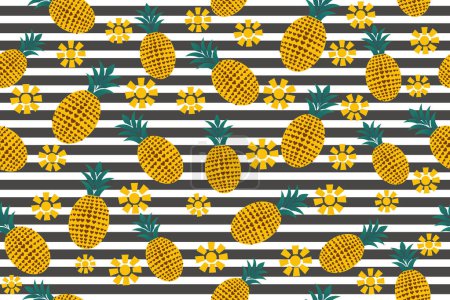 Illustration for Pineapple seamless pattern in vector, background, fabric, wrapper, wallpaper, etc - Royalty Free Image