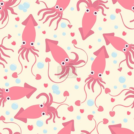 Illustration for Seamless pattern of cuttlefish in vector - Royalty Free Image