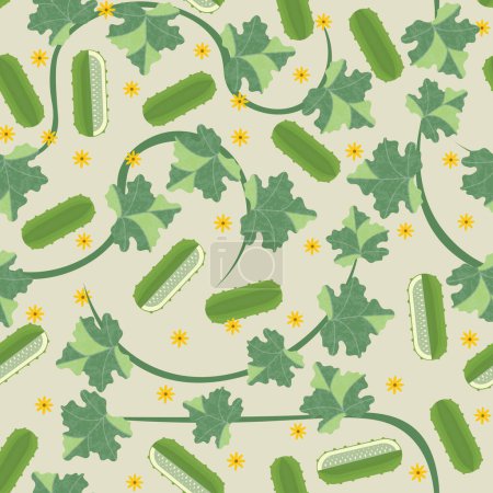 Illustration for Cucumbers seamless pattern in flat vector - Royalty Free Image
