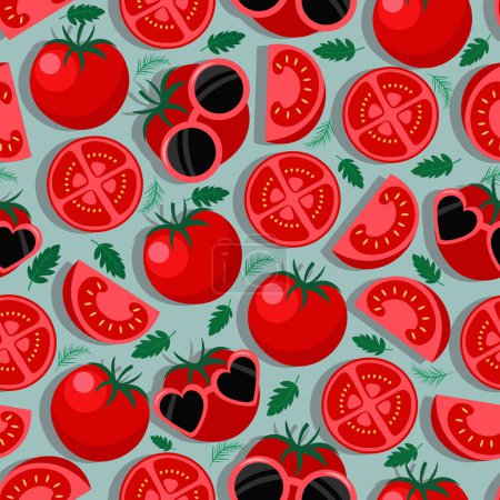 Ilustración de Tomates patrón sin costura en vector plano - Imagen libre de derechos