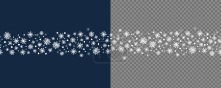 Illustration for Flying snowflakes or snow border lines in vector on transparent background - Royalty Free Image