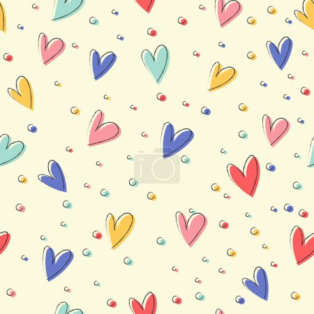Ilustración de Patrón de San Valentín con corazones coloridos - Imagen libre de derechos