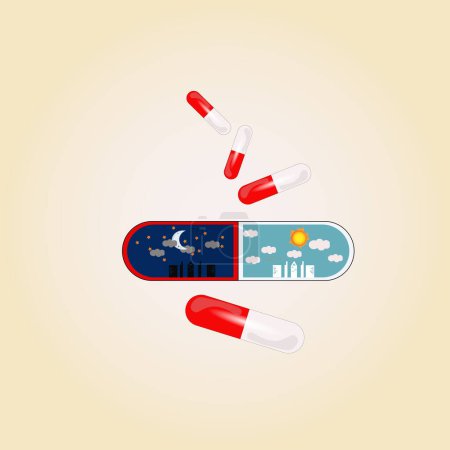 Illustration for Concept with pills,capsule, healthcare background - Royalty Free Image