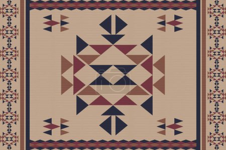 Illustration for Carpet bathmat and rug boho style ethnic design pattern with distressed woven texture and effect - Royalty Free Image
