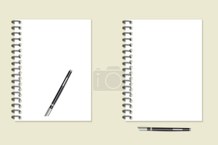 Illustration for Blank notebook with pen vector illustration - Royalty Free Image