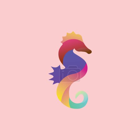 seahorse vector illustration. flat design of animal icon isolated on white background 