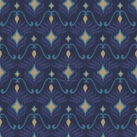 Illustration for Blue color geometric pattern. seamless ethnic ornament - Royalty Free Image