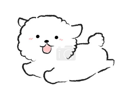 Illustration of a running dog Bichon Frize