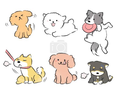 Illustration set of living dogs