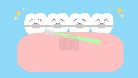 Illustration Kieferorthopädie und Zahnpflege