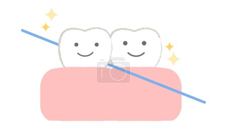 Oral and dental care illustration floss
