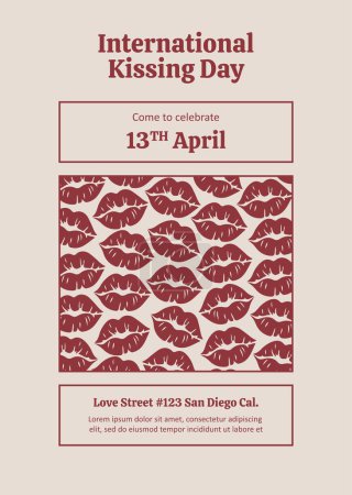 Ilustración de Plantilla de póster vertical plana día de besos internacionales. Feliz día de besos. Beso. - Imagen libre de derechos