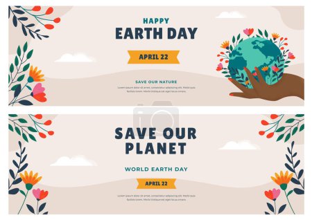 Ilustración de Colección de historias de instagram dibujadas a mano para la celebración del día de la tierra. Día de la Madre Tierra. Salva nuestra naturaleza. Restaurar nuestro planeta - Imagen libre de derechos