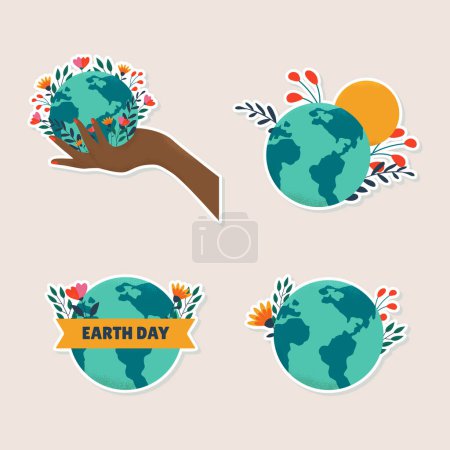 Illustration for Hand drawn instagram stories collection for earth day celebration. Mother earth day. Save our nature. Restoring our planet - Royalty Free Image