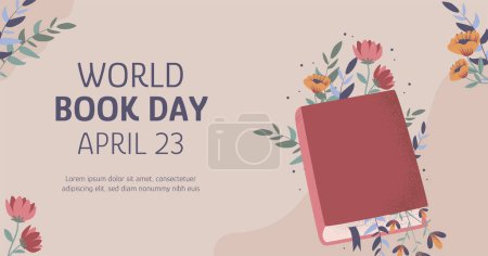 Hand drawn illustration for world book day celebration social media post template. Copyrigth day. Wonderful stories. Reading book